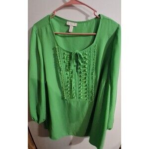 Charter Club Green Long Sleeve Blouse Sz 2X